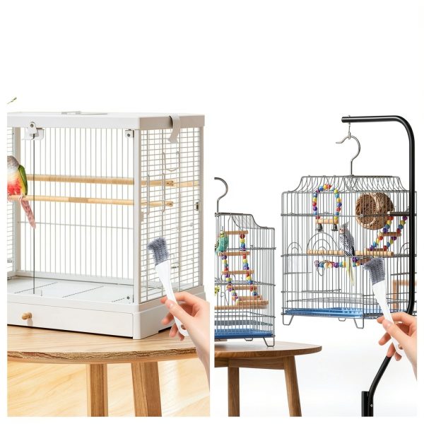 URSKYTOUS Bird Cage Cleaner Brush Scraper Plastic Metal-6