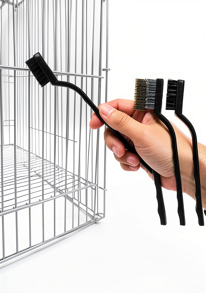 Laiguang Birdcage Brush set with three interchangeable heads displayed on a wooden workbench