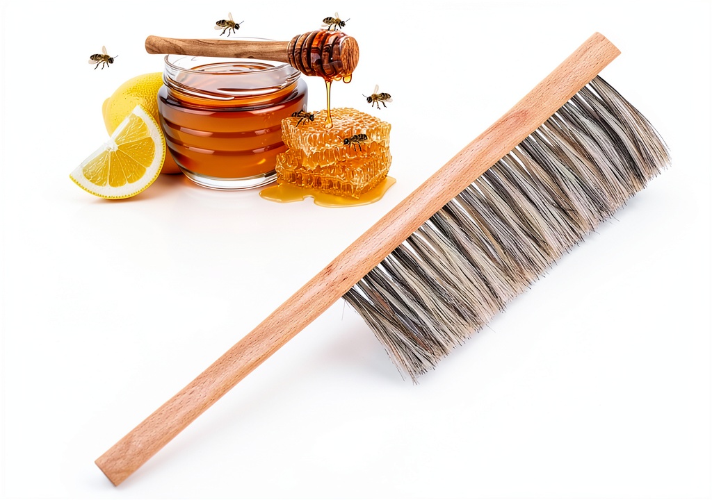 Gosknor Small Animal Brush White Wood Handle Multi-Purpose being used on a rabbit and tiled floor