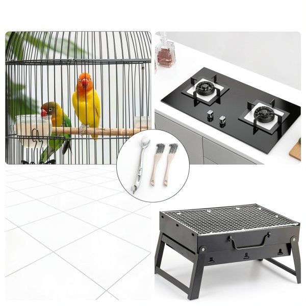 URSKYTOUS Bird Cage Cleaner Brush Scraper Plastic Metal-4